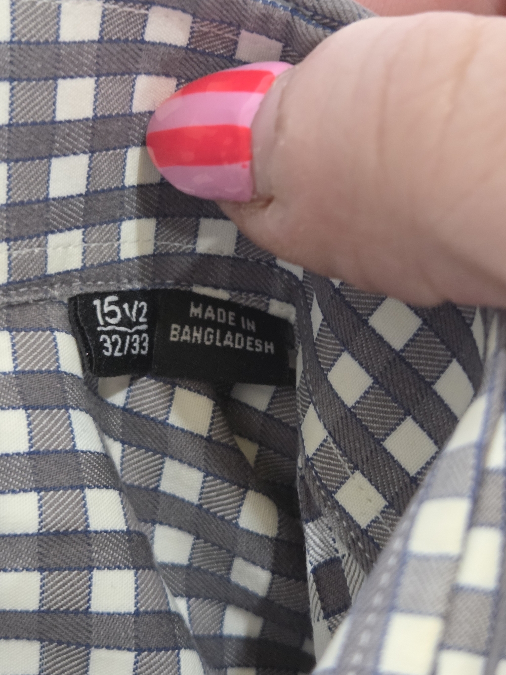 Hugo Boss Navy and White Gingham Button-Down Shirt - Picture 6 of 11